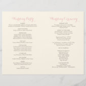 Programmes de mariage floraux rose ivoire et or (Dos)