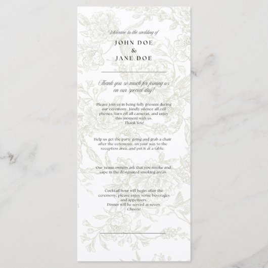 Programmes de mariage floraux verts (Devant)