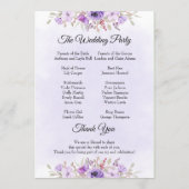 Programmes de mariage floraux violets classiques (Dos)