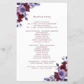 Programmes de mariage floraux violets et blancs (Dos)
