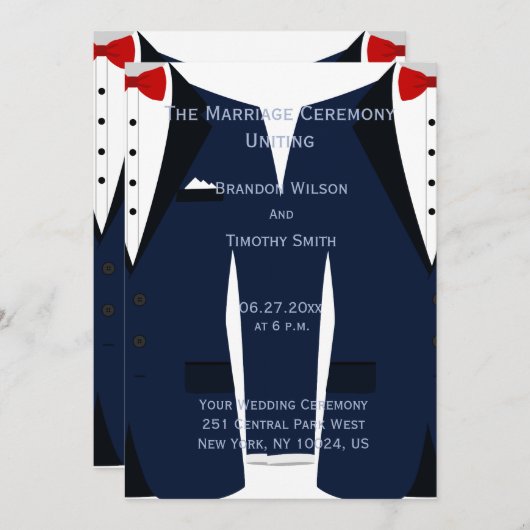 Programmes De Mariage Gay Bleu Et Blanc Personnali (Devant / Derrière)