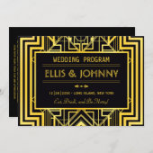 Programmes de mariage géométrique Black & Gold (Devant / Derrière)