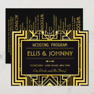 Programmes de mariage géométrique Black & Gold