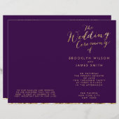 Programmes De Mariage Gold Foil Et Dark Purple (Devant / Derrière)