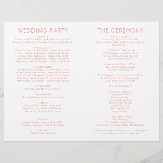 Programmes de mariage Gold Rose moderne (Dos)