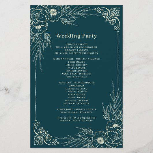 Programmes de mariage Golden Bloom (Dos)