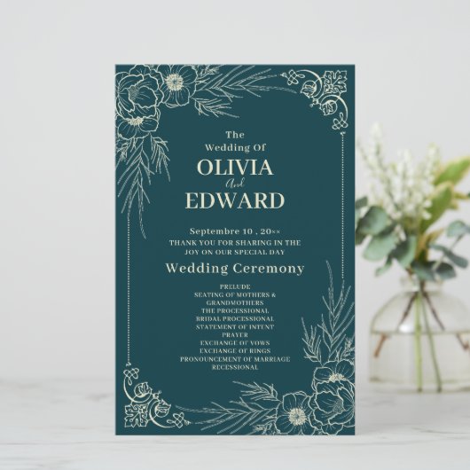 Programmes de mariage Golden Bloom (Debout devant)