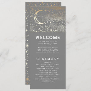 Programmes de mariage gris céleste et or