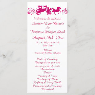 Programmes de mariage Hot Pink Horse et Carriage