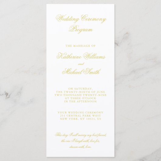 Programmes de mariage île citrine écriture élégant (Devant)