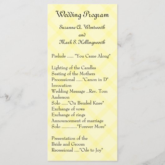 Programmes de mariage jaune, Mariage de jardin, Pr (Devant)