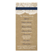 Programmes de mariage Kraft, dentelle et bleu mari (Dos)