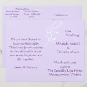 Programmes De Mariage Légèrement Lavendar Sans Res (Devant / Derrière)