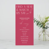 Programmes de mariage magenta minimaliste moderne (Debout devant)