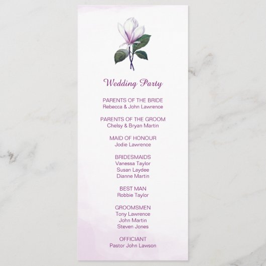 Programmes de mariage Magnolia (Dos)