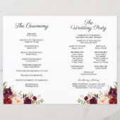 Programmes de mariage Marsala et floral rose (Dos)