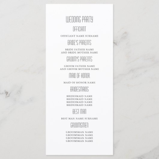 Programmes de mariage moderne or et rose (Dos)