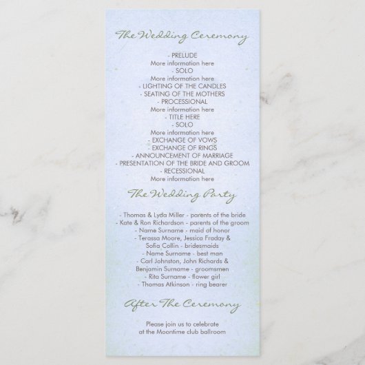 programmes de mariage nautique (Dos)