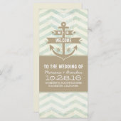 Programmes de mariage nautique chevron vintage anc (Devant / Derrière)