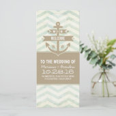 Programmes de mariage nautique chevron vintage anc (Debout devant)