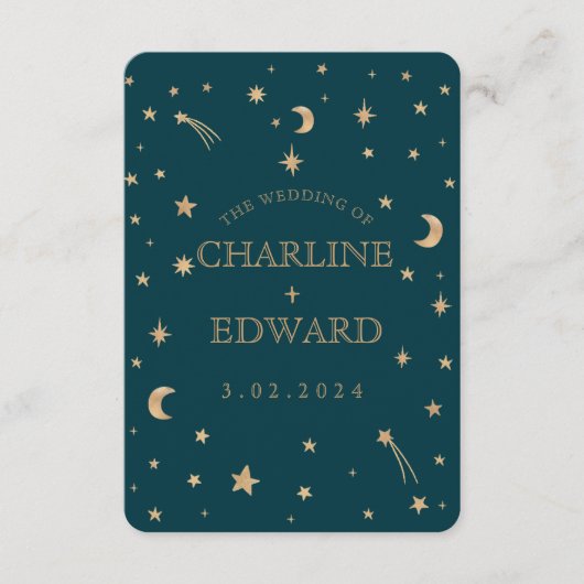 Programmes de mariage Navy Mystical Gold Stars Moo (Devant)