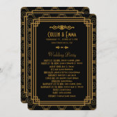 Programmes de mariage noir Art Déco (Devant / Derrière)