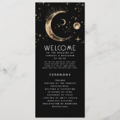 Programmes de mariage noir et or céleste (Devant)