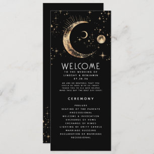 Programmes de mariage noir et or céleste