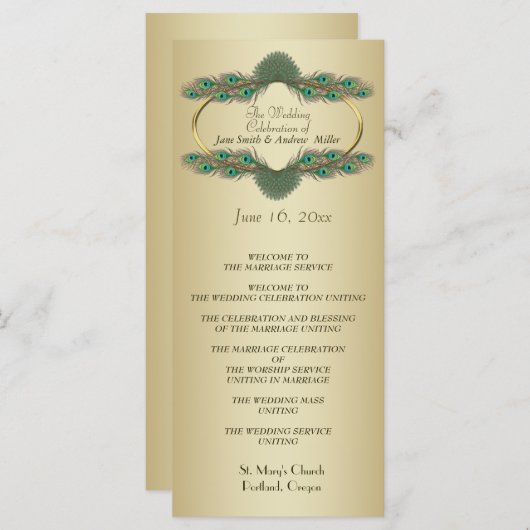 Programmes de mariage - Or (Devant / Derrière)