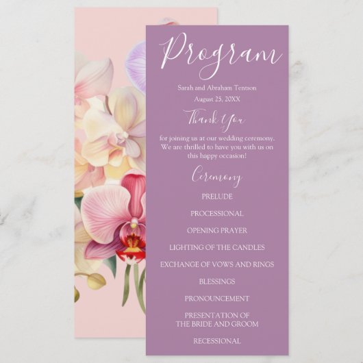 Programmes de mariage Orchidées Arc-en-ciel Pastel (Devant / Derrière)