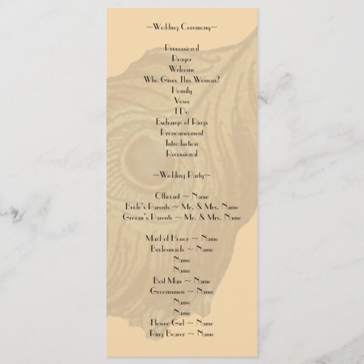 Programmes de mariage Peacock vintages (Dos)