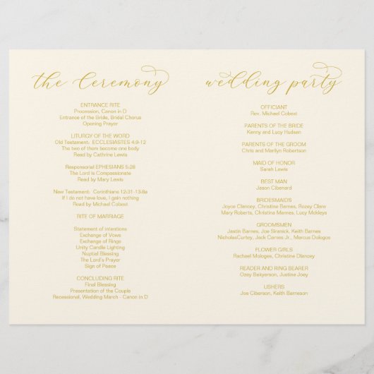 Programmes de mariage pliables, sur le thème Elega (Dos)