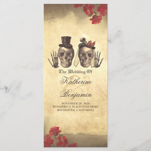 Programmes de mariage pour couple de crâne gothiqu (Devant)