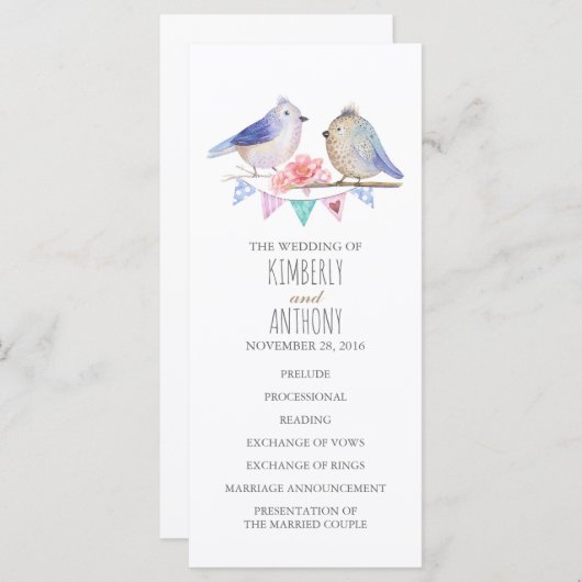 Programmes de mariage pour couples d'inséparables (Devant / Derrière)