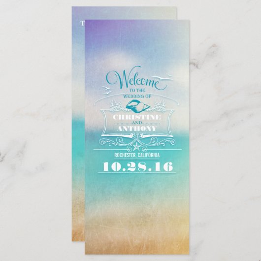 programmes de mariage romantique à la plage - ombr (Devant / Derrière)