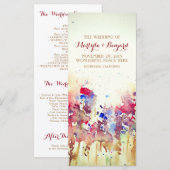 programmes de mariage romantique à l'aquarelle - f (Devant / Derrière)