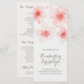 Programmes de mariage rose botanique à fleurs d'ea (Devant / Derrière)