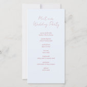 programmes de mariage rose et bleu poussiéreux (Dos)