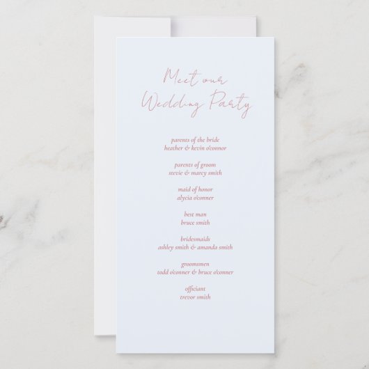 programmes de mariage rose et bleu poussiéreux (Dos)