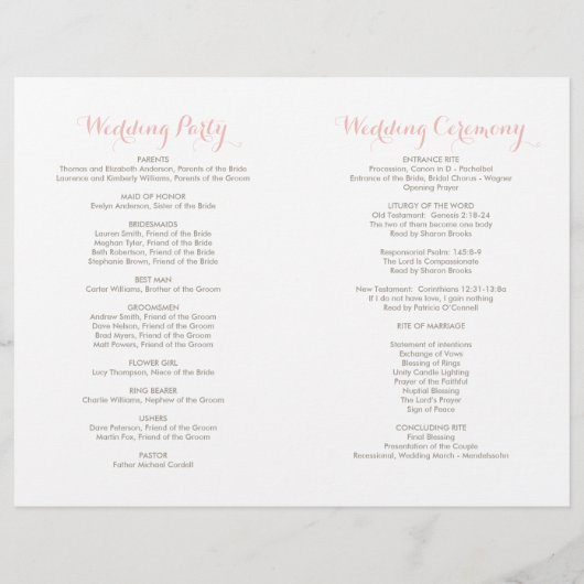 Programmes de mariage rose et or Floral Boho Blush (Dos)