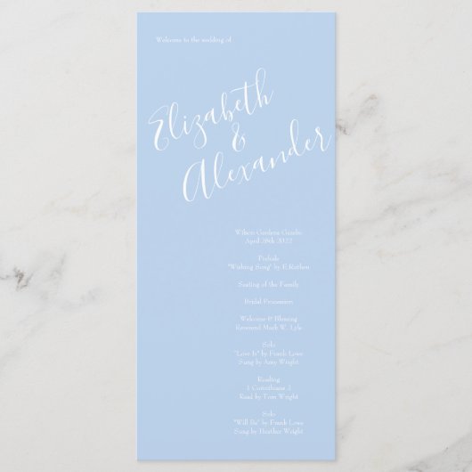 Programmes de mariage Rose jaune clair et bleu pâl (Devant)