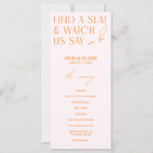 Programmes de mariage rose vif et orange vif (Devant)