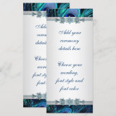 Programmes de mariage Royal Blue Silver Peacock (Devant / Derrière)