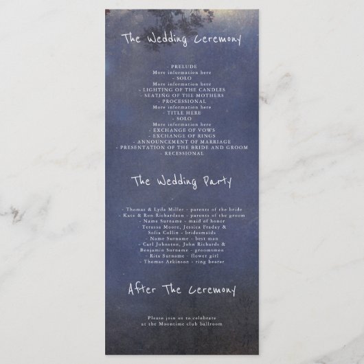 Programmes de mariage rustique avec arbre et corde (Dos)