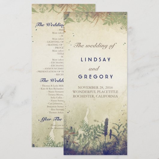 programmes de mariage rustique dans les bois (Devant / Derrière)