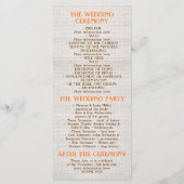 Programmes de mariage rustique de bocal de mason d (Dos)