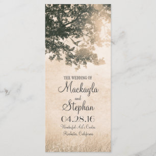 Programmes de mariage rustique pour les arbres et