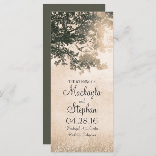 Programmes de mariage rustique pour les arbres et (Devant / Derrière)