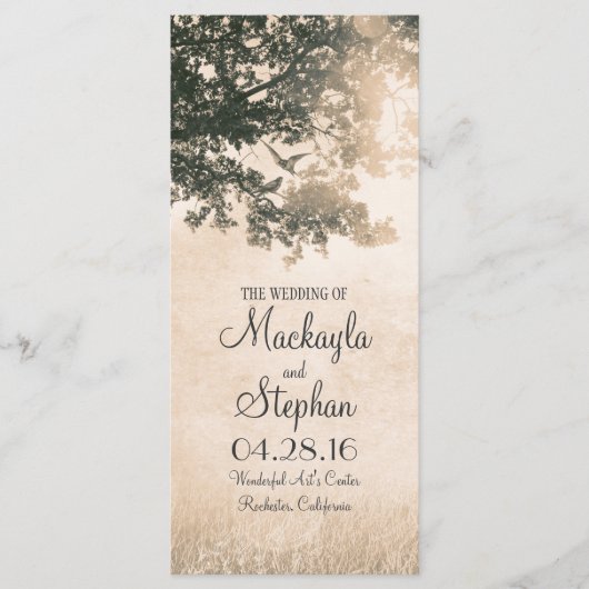 Programmes de mariage rustique pour les arbres et  (Devant)