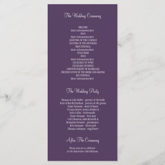 Programmes de mariage rustique pour les arbres et  (Dos)